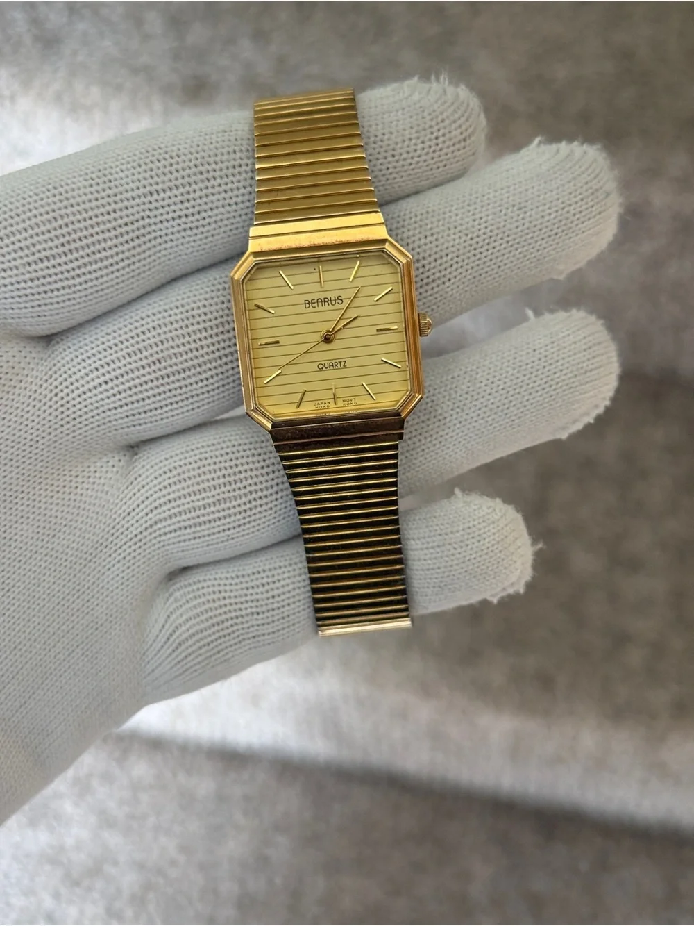 Benrus vintage Gold Tone tank Quartz Watch Mens